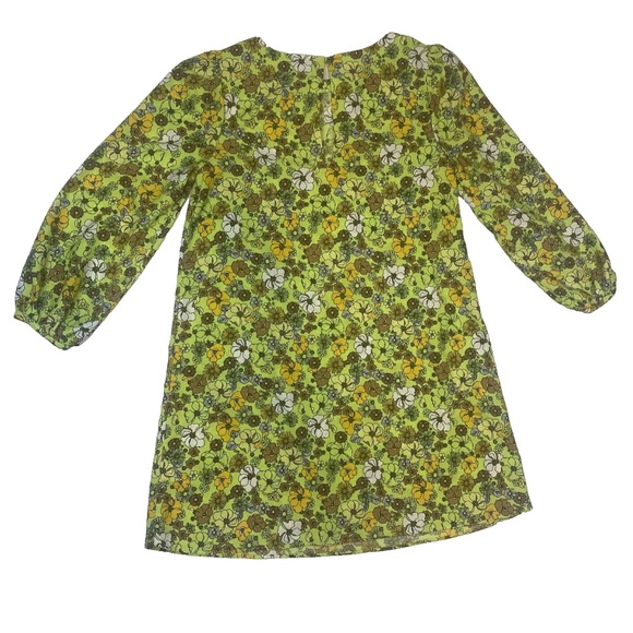 ModCloth Size M Shift Mini Dress Bright Green/Yellow Daisy Retro Inspired 60’s - Picture 13 of 14
